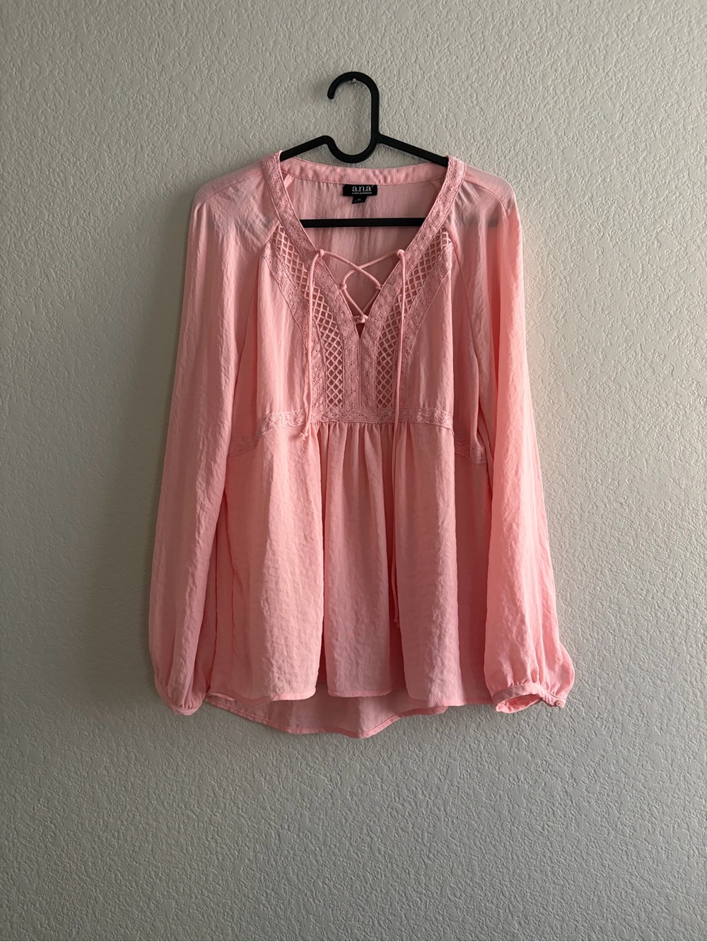 a.n.a Soft Pink Lace-Up Peasant Tunic